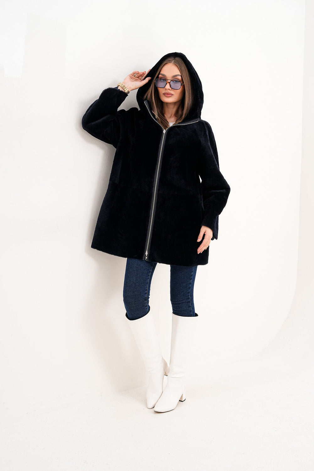 The Portofino Black Reversible Shearling Jacket - Vinci Leather