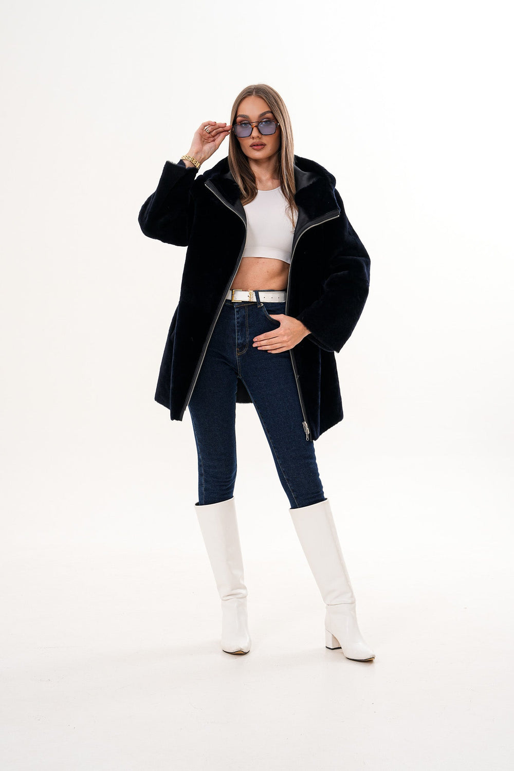 The Portofino Black Reversible Shearling Jacket - Vinci Leather