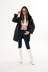 The Portofino Black Reversible Shearling Jacket - Vinci Leather