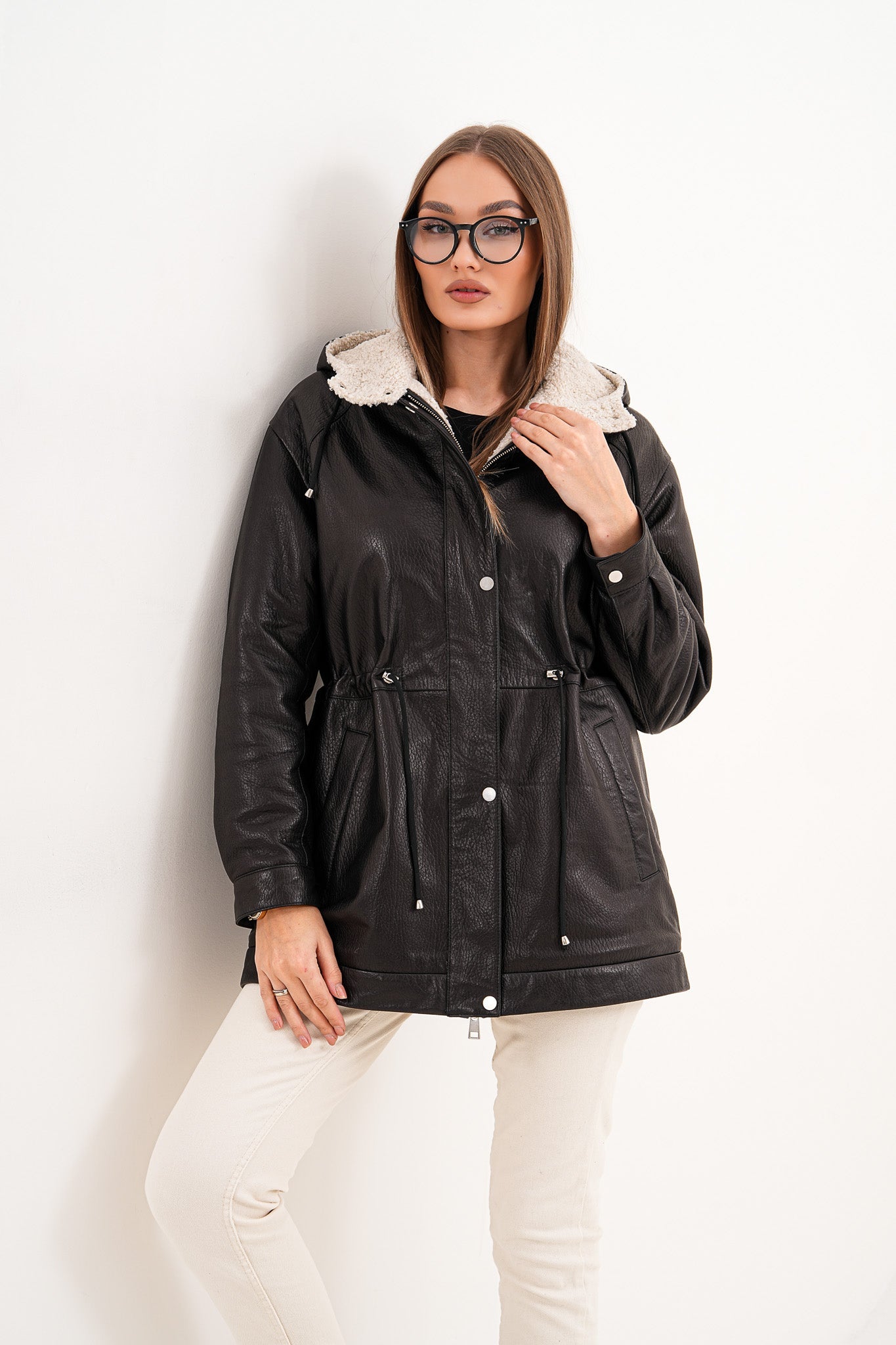 The Capri Black Hooded Leather Jacket - Vinci Leather