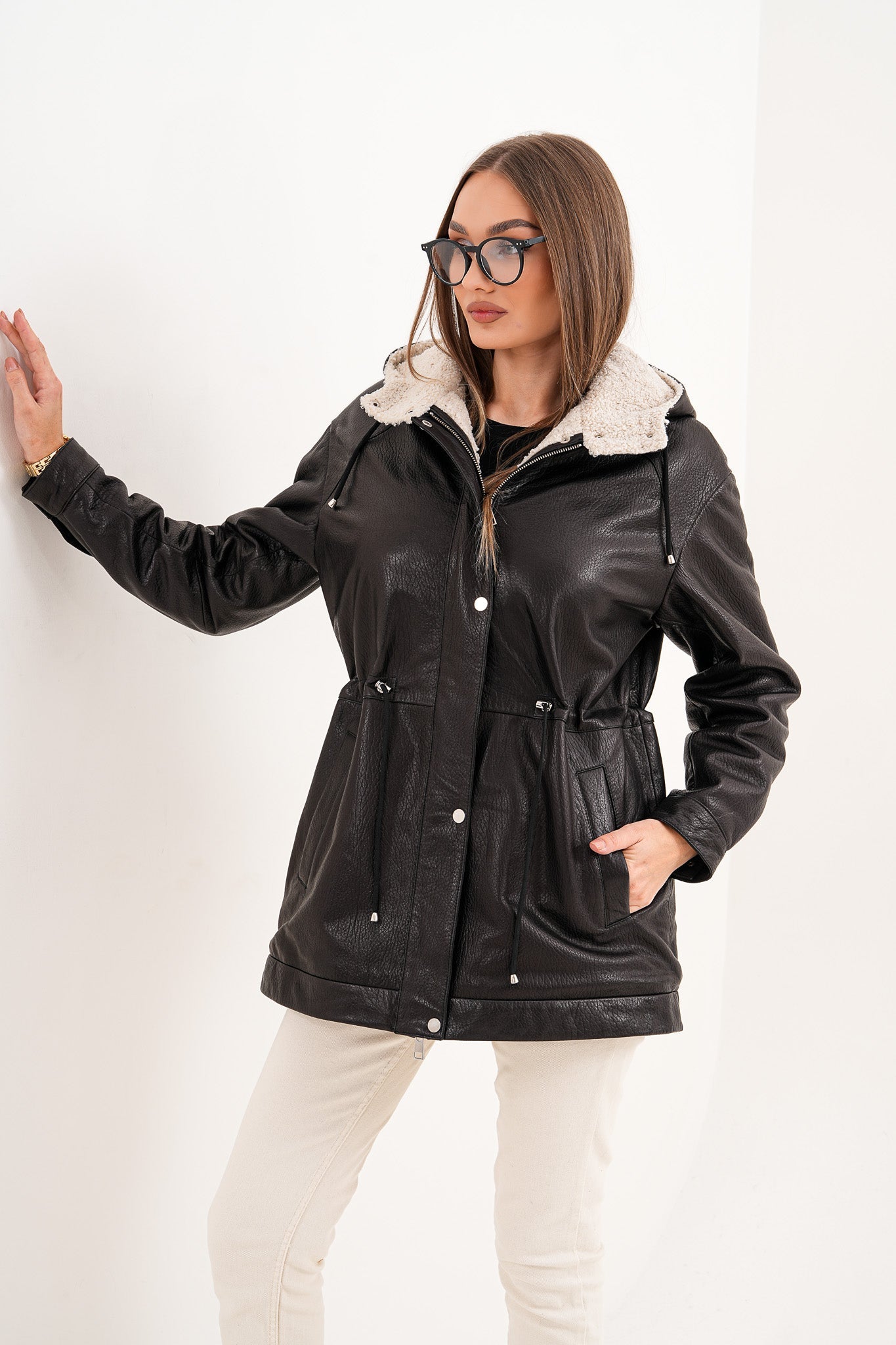 The Capri Black Hooded Leather Jacket - Vinci Leather