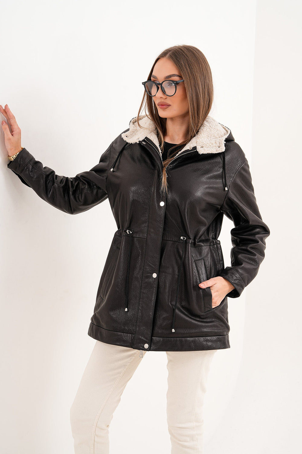 The Capri Black Hooded Leather Jacket - Vinci Leather