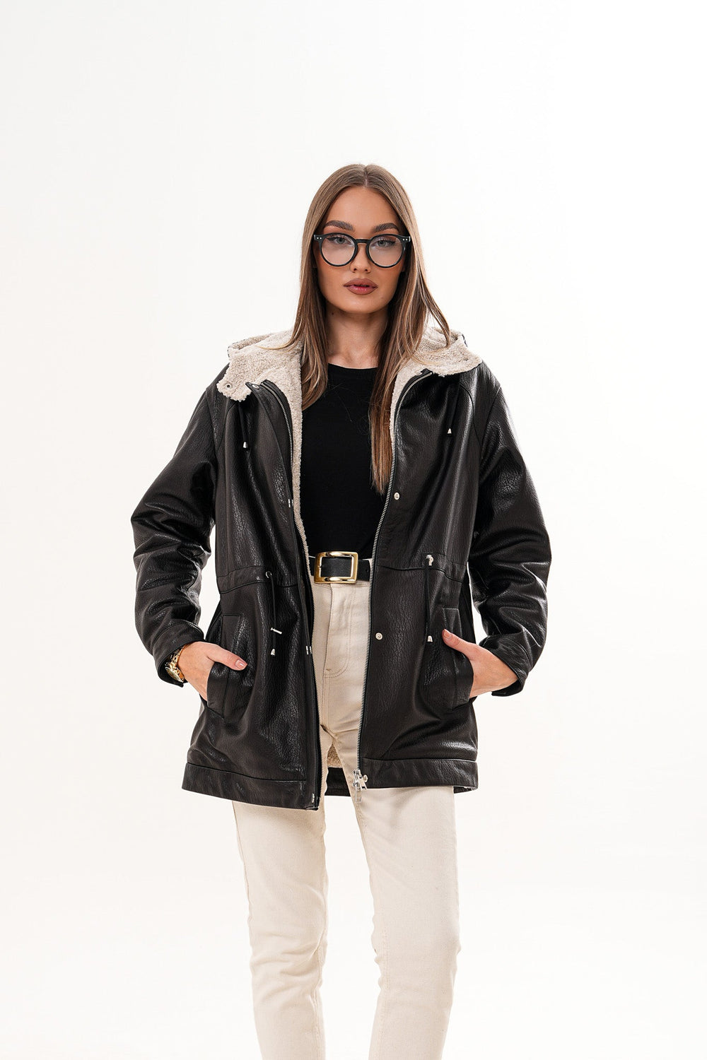 The Capri Black Hooded Leather Jacket - Vinci Leather