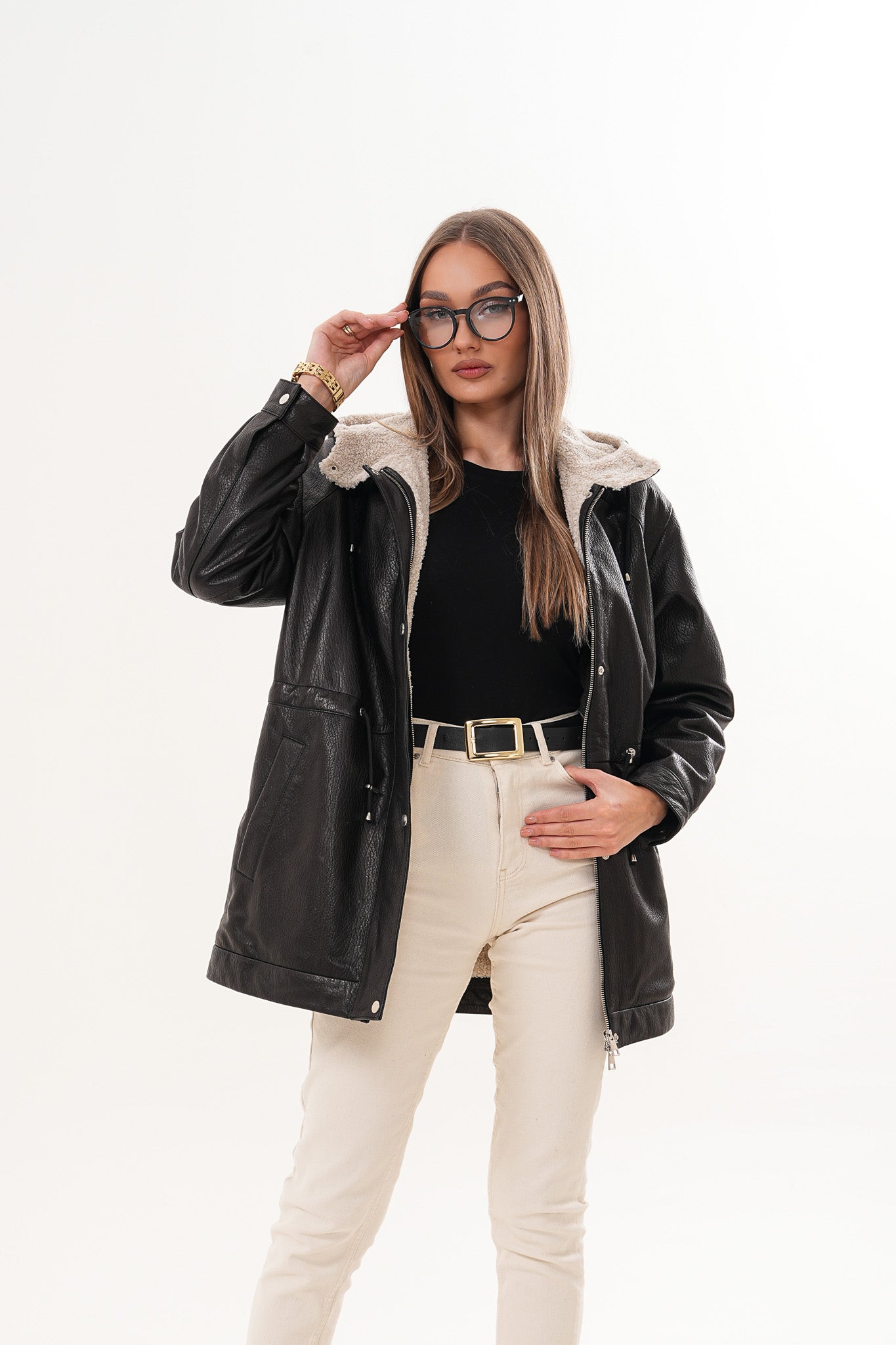 The Capri Black Hooded Leather Jacket - Vinci Leather