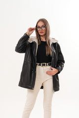 The Capri Black Hooded Leather Jacket - Vinci Leather