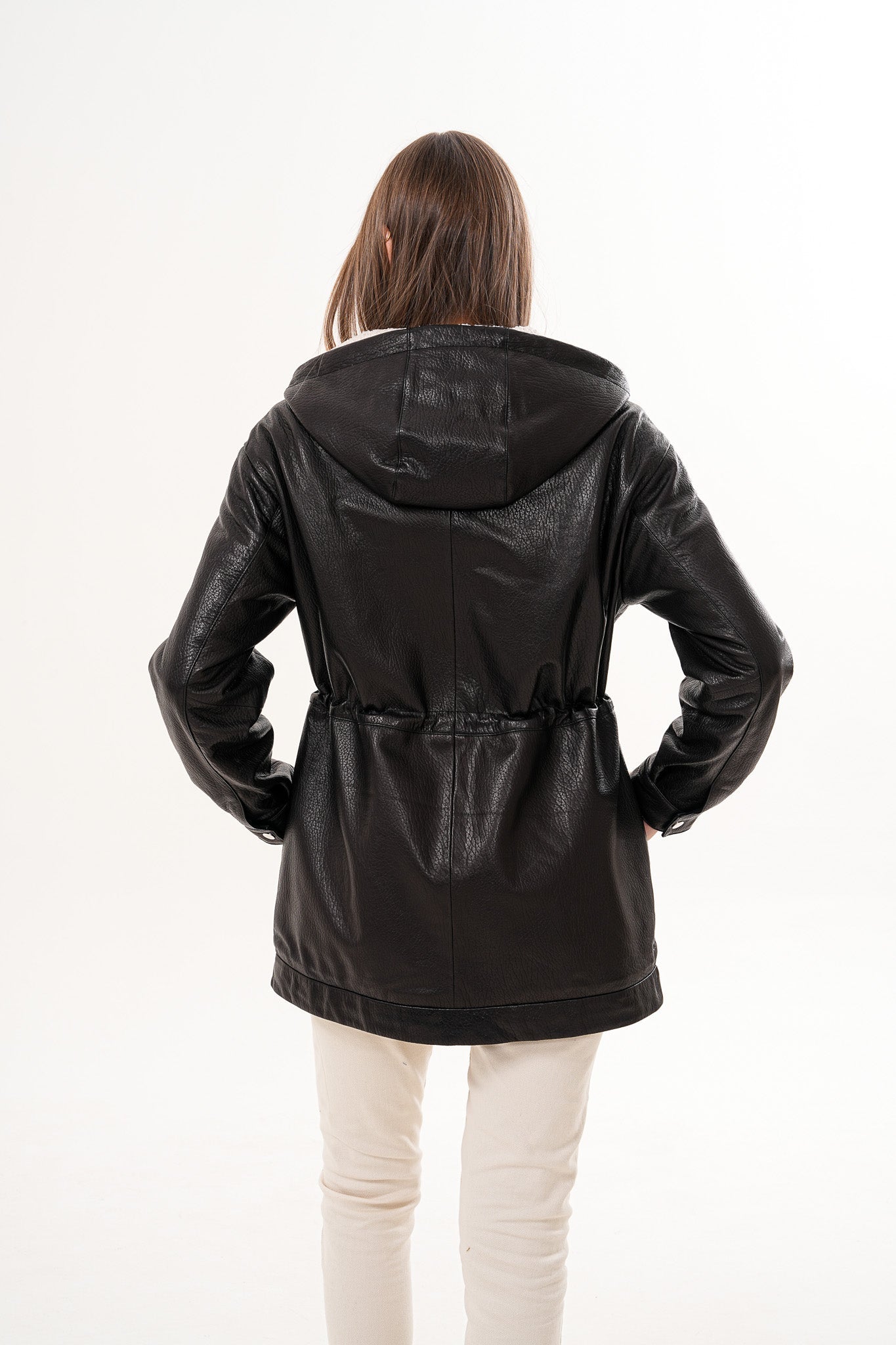 The Capri Black Hooded Leather Jacket - Vinci Leather