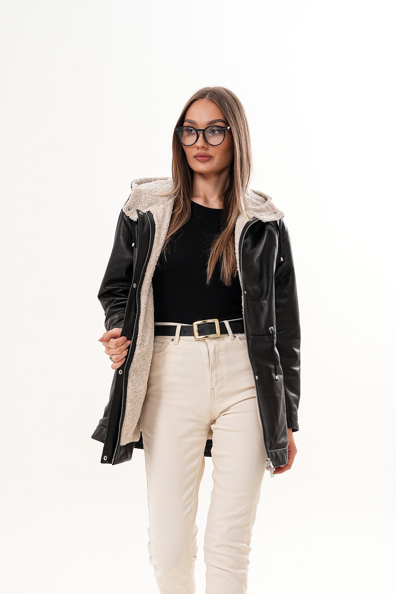 The Capri Black Hooded Leather Jacket - Vinci Leather