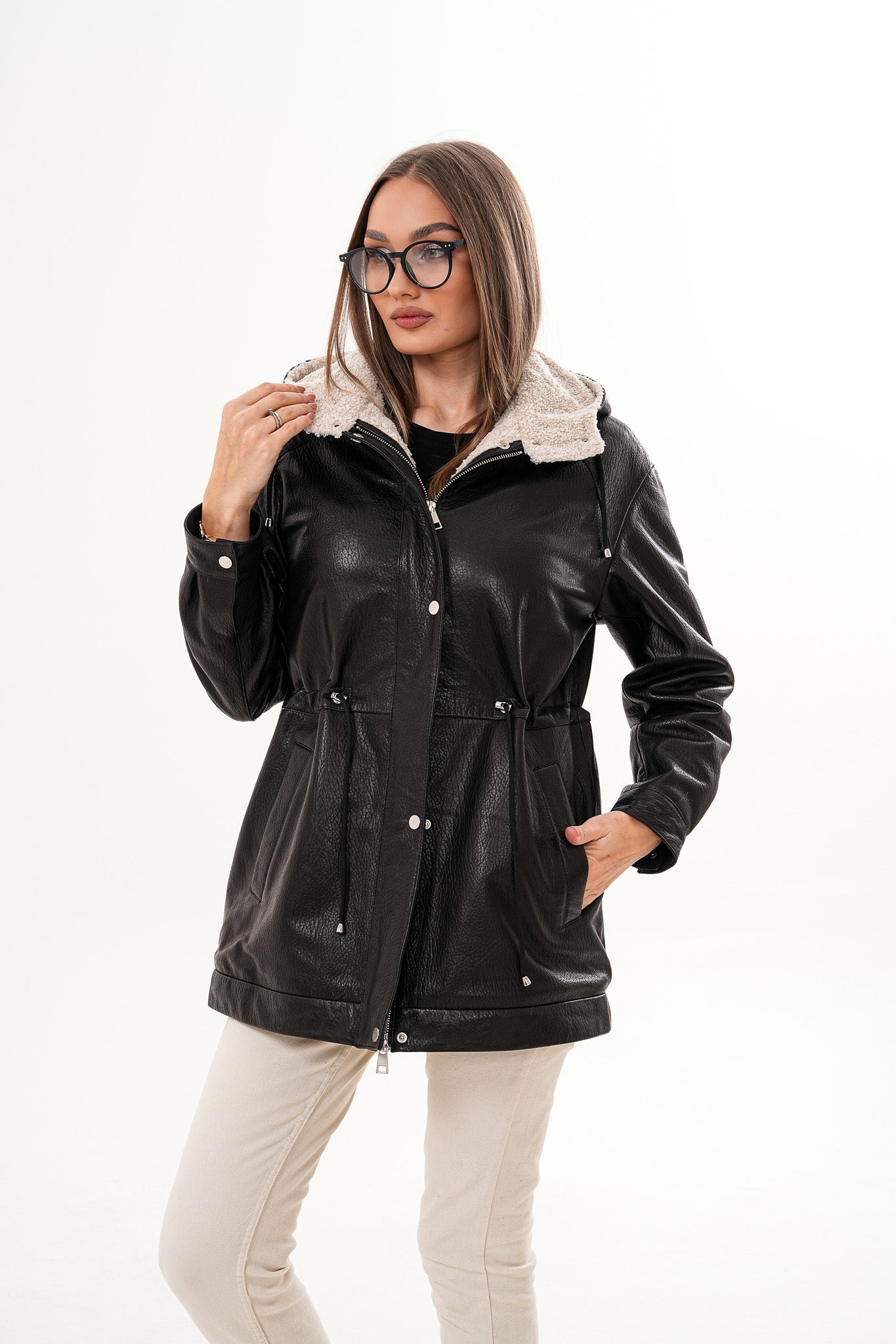 The Capri Black Hooded Leather Jacket - Vinci Leather