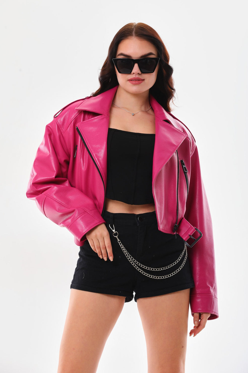 The Blaze Fuchsia Leather Jacket - Vinci Leather