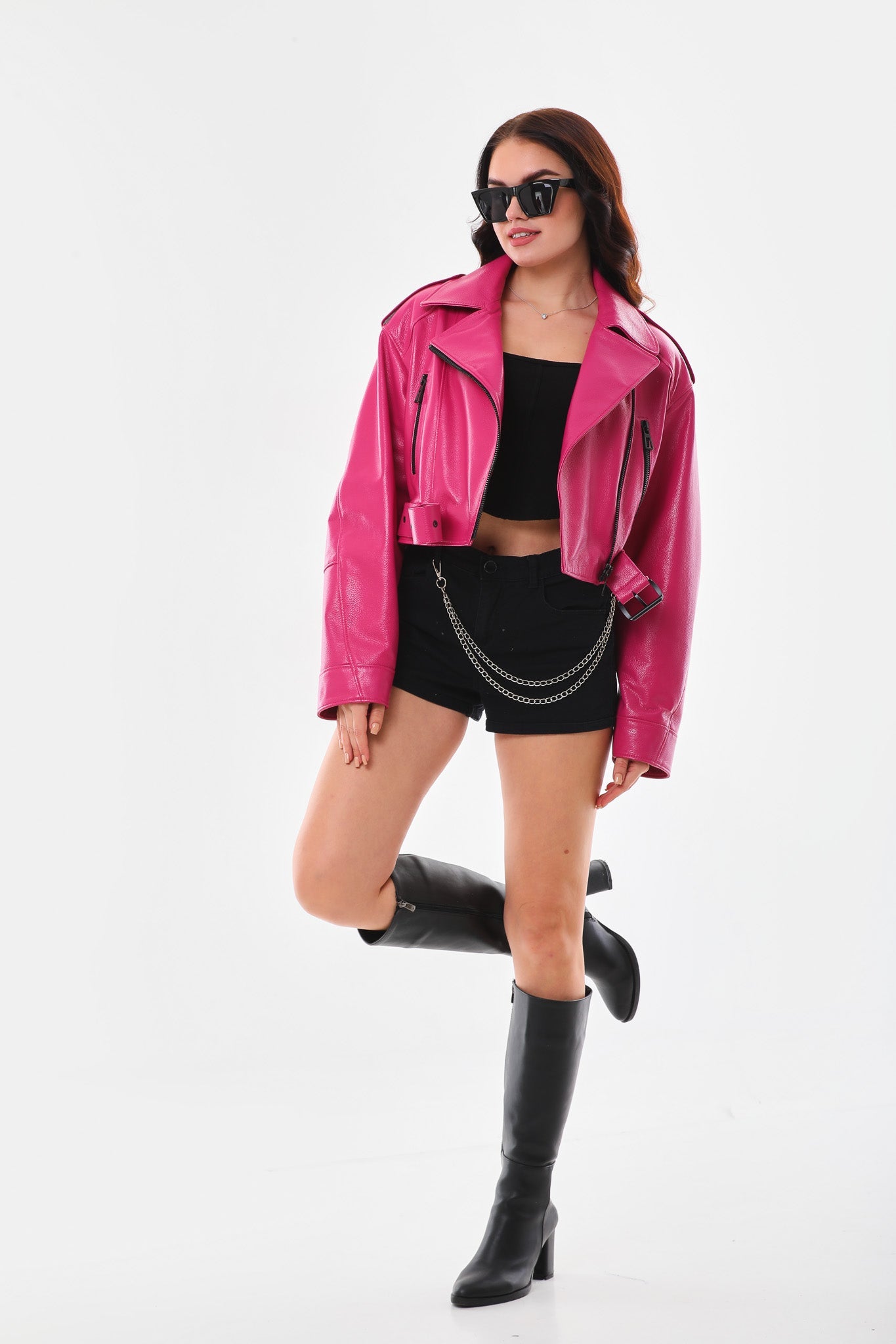 The Blaze Fuchsia Leather Jacket - Vinci Leather