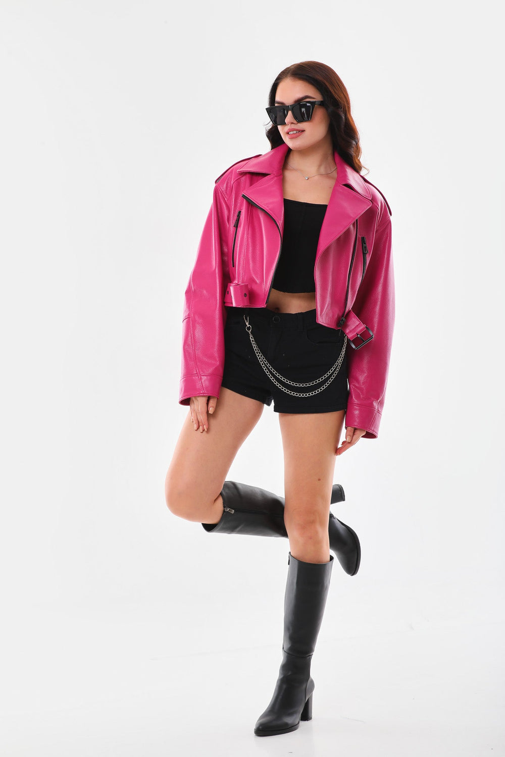 The Blaze Fuchsia Leather Jacket - Vinci Leather