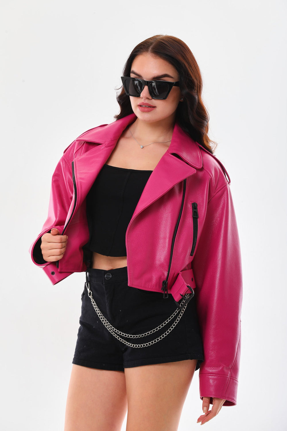 The Blaze Fuchsia Leather Jacket - Vinci Leather