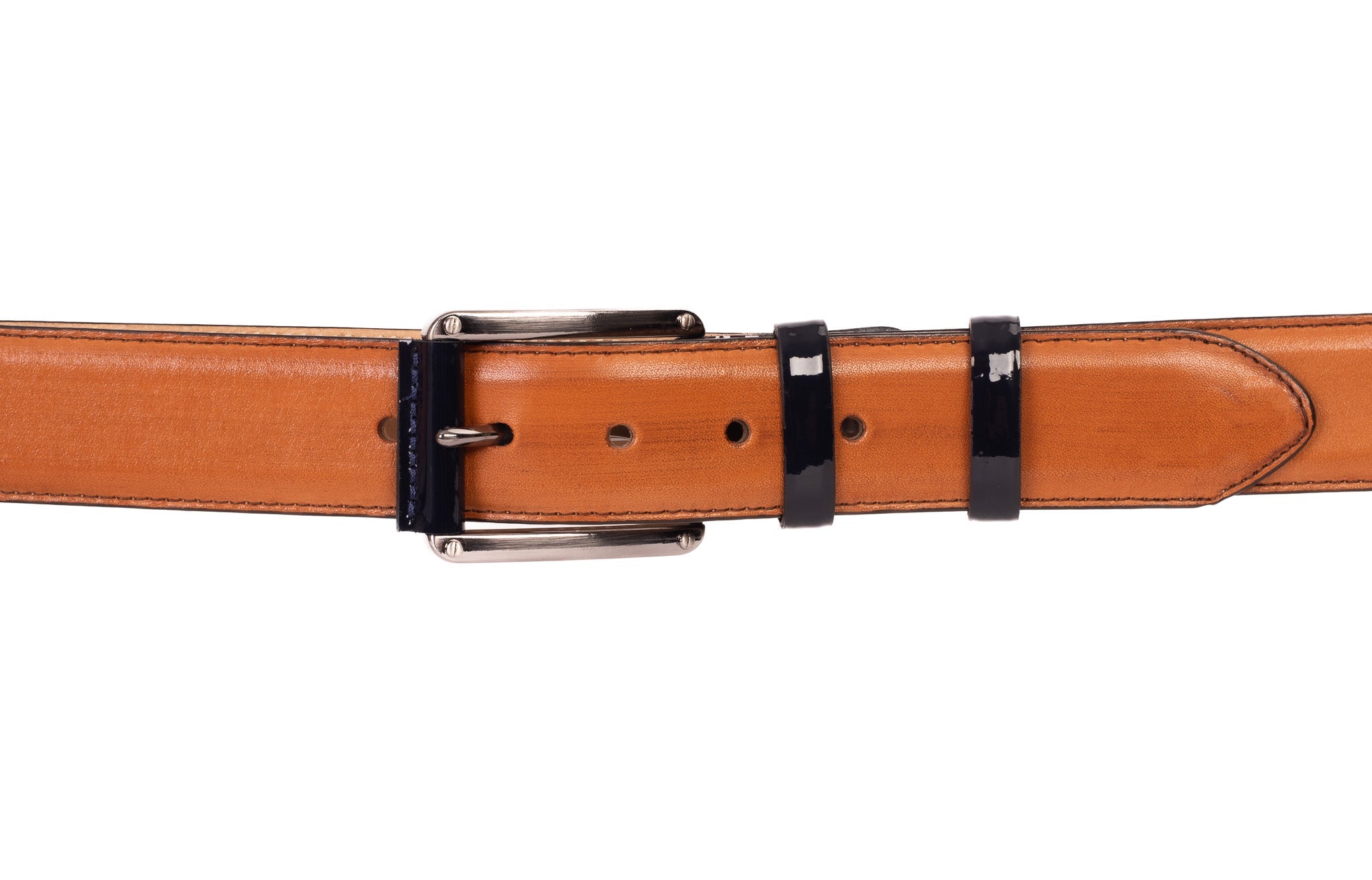 The Maratea Tan Navy Leather Belt - Vinci Leather
