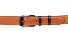 The Maratea Tan Navy Leather Belt - Vinci Leather