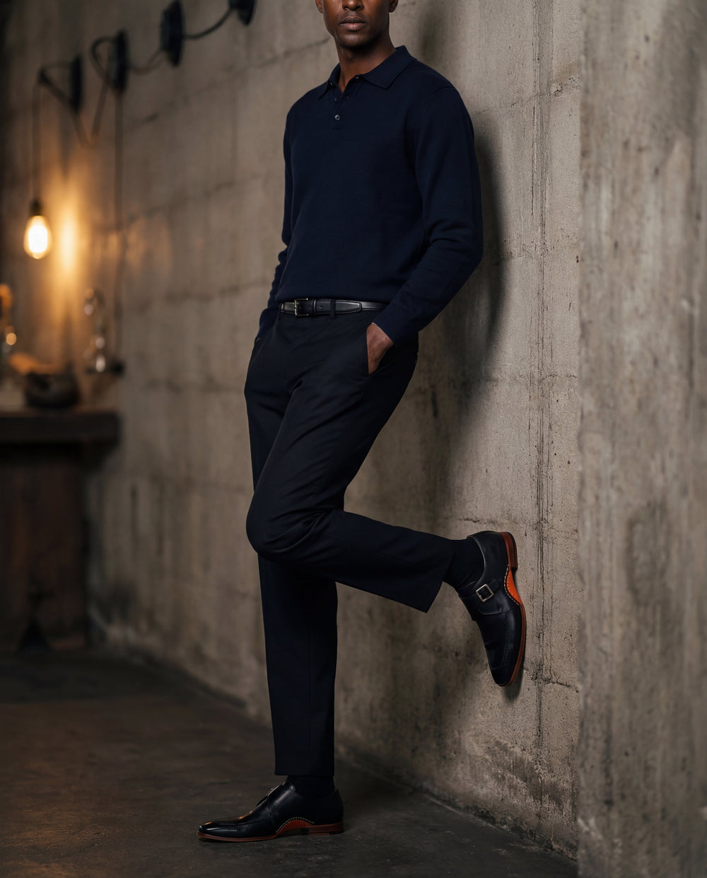 The Hagrid Black Single Monk Strap Handmade Shoe - Vinci Leather