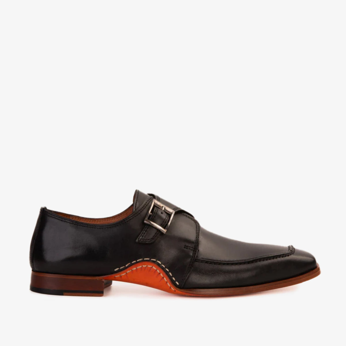 The Hagrid Black Single Monk Strap Handmade Shoe - Vinci Leather