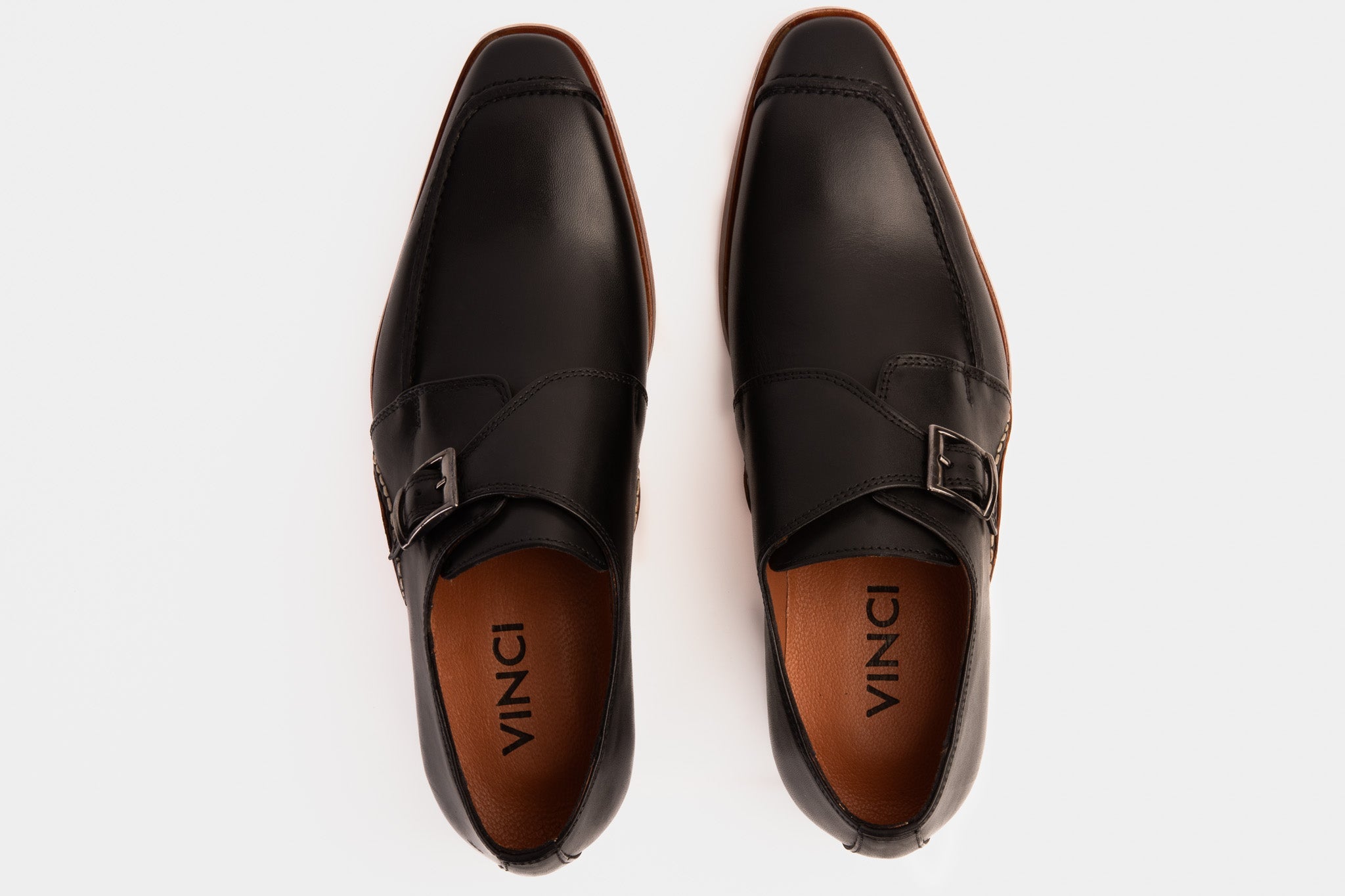 The Hagrid Black Single Monk Strap Handmade Shoe - Vinci Leather