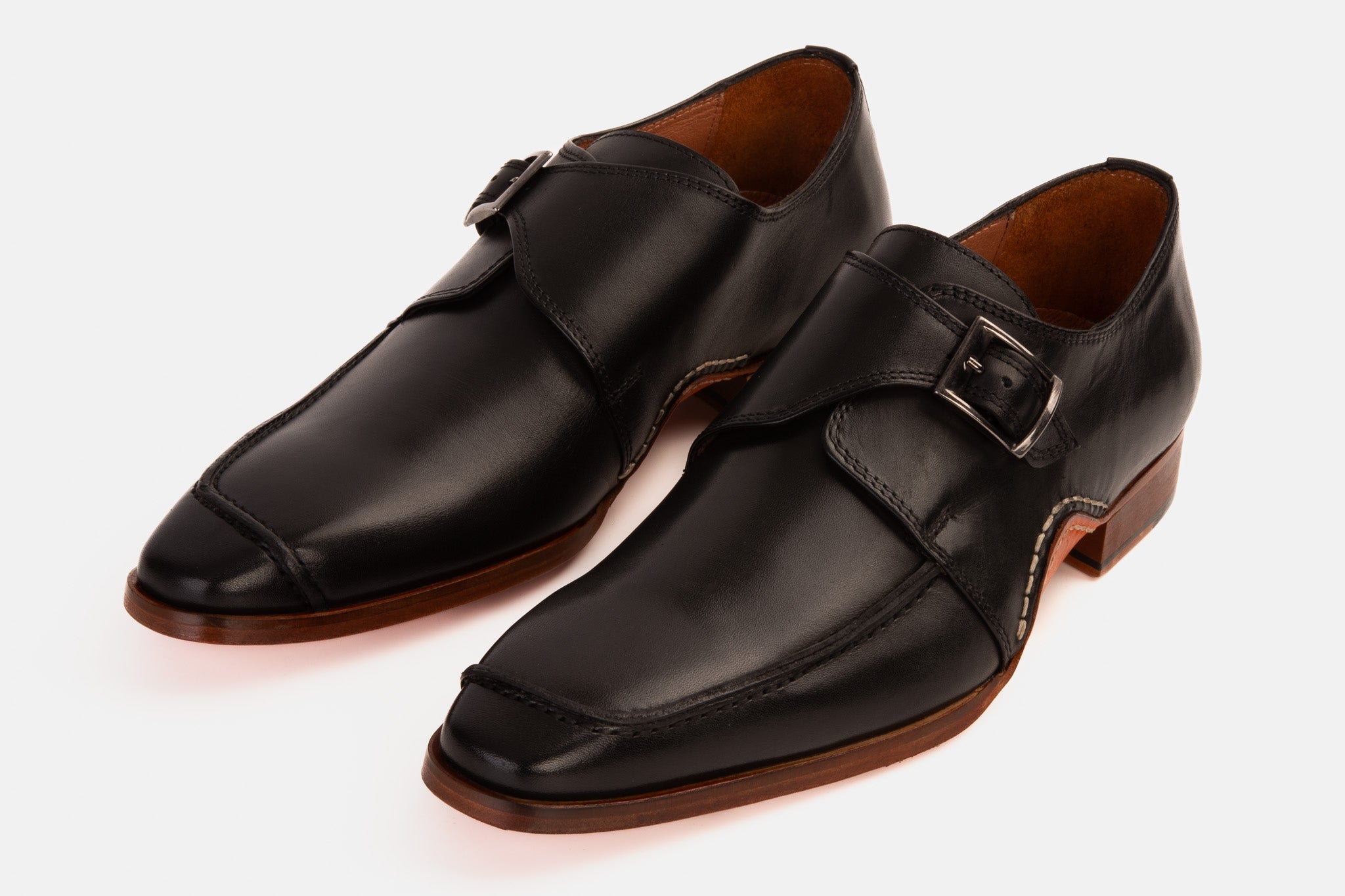 The Hagrid Black Single Monk Strap Handmade Shoe - Vinci Leather