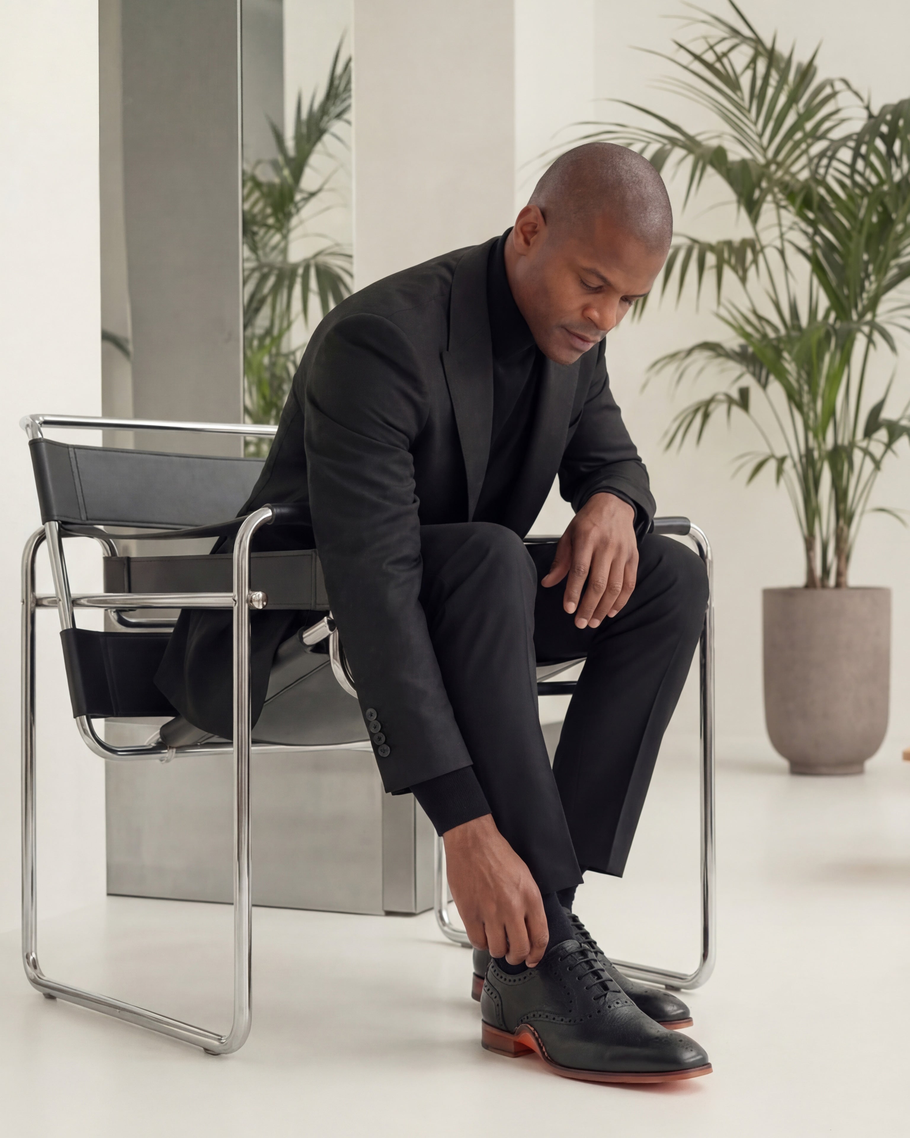 The Draco Handmade Black Semi Brogue Oxford Shoe - Vinci Leather