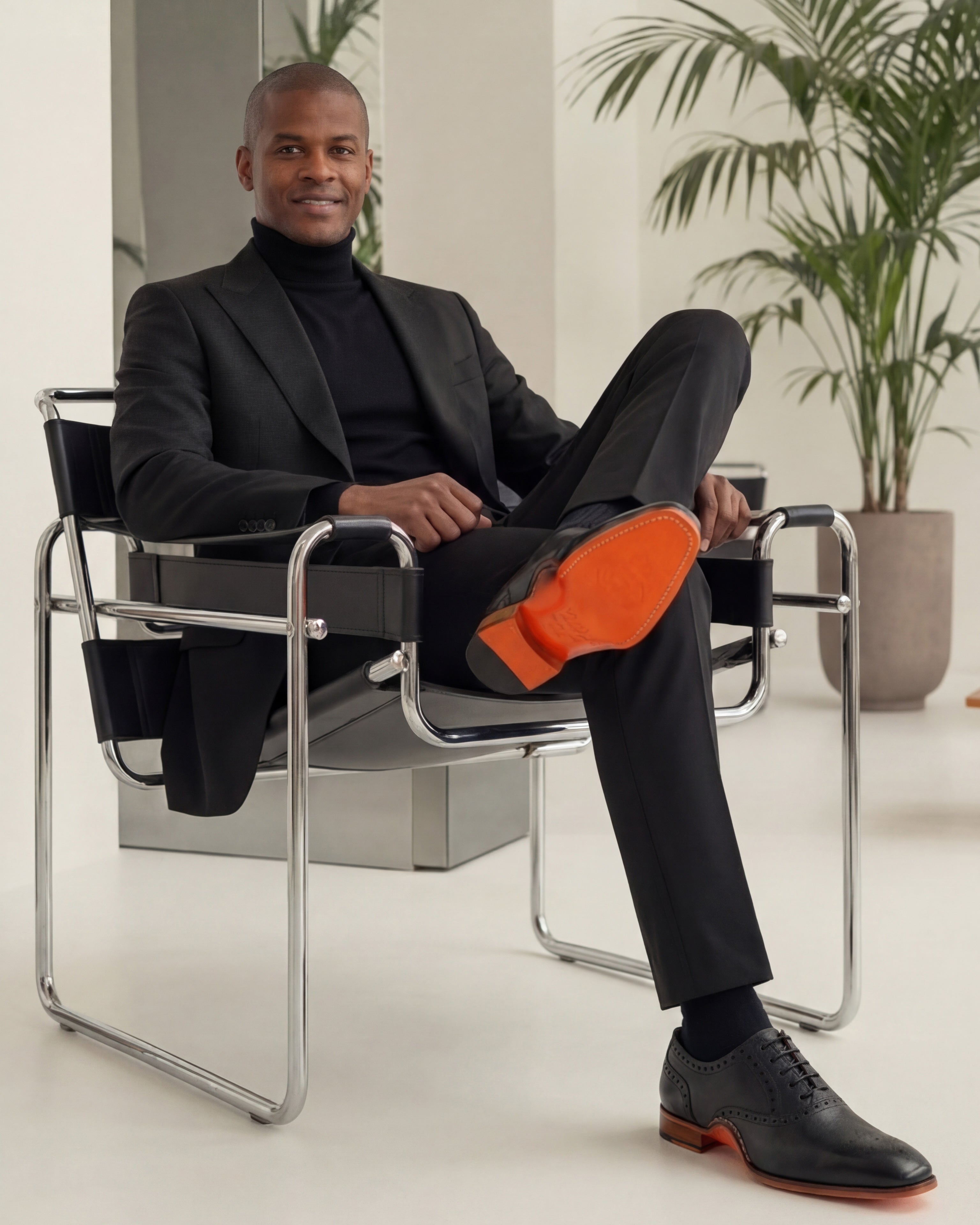 The Draco Handmade Black Semi Brogue Oxford Shoe - Vinci Leather