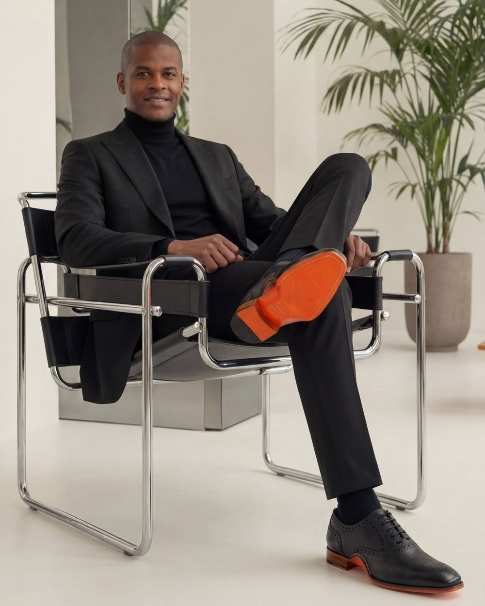 The Draco Handmade Black Semi Brogue Oxford Shoe - Vinci Leather