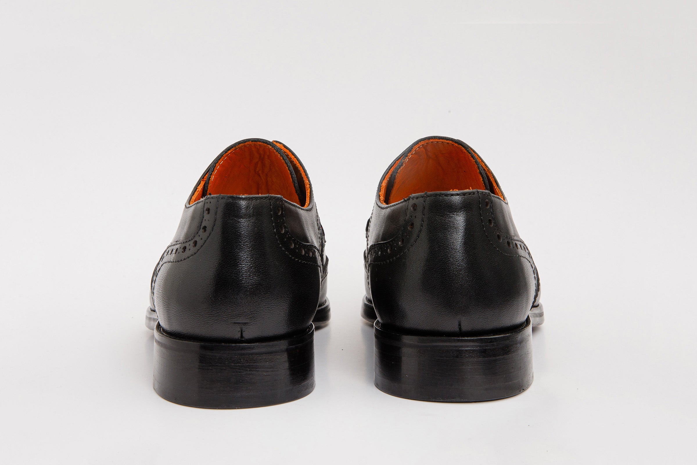 The Neiva Black White Wingtip Semi Brogue Derby Shoe - Vinci Leather