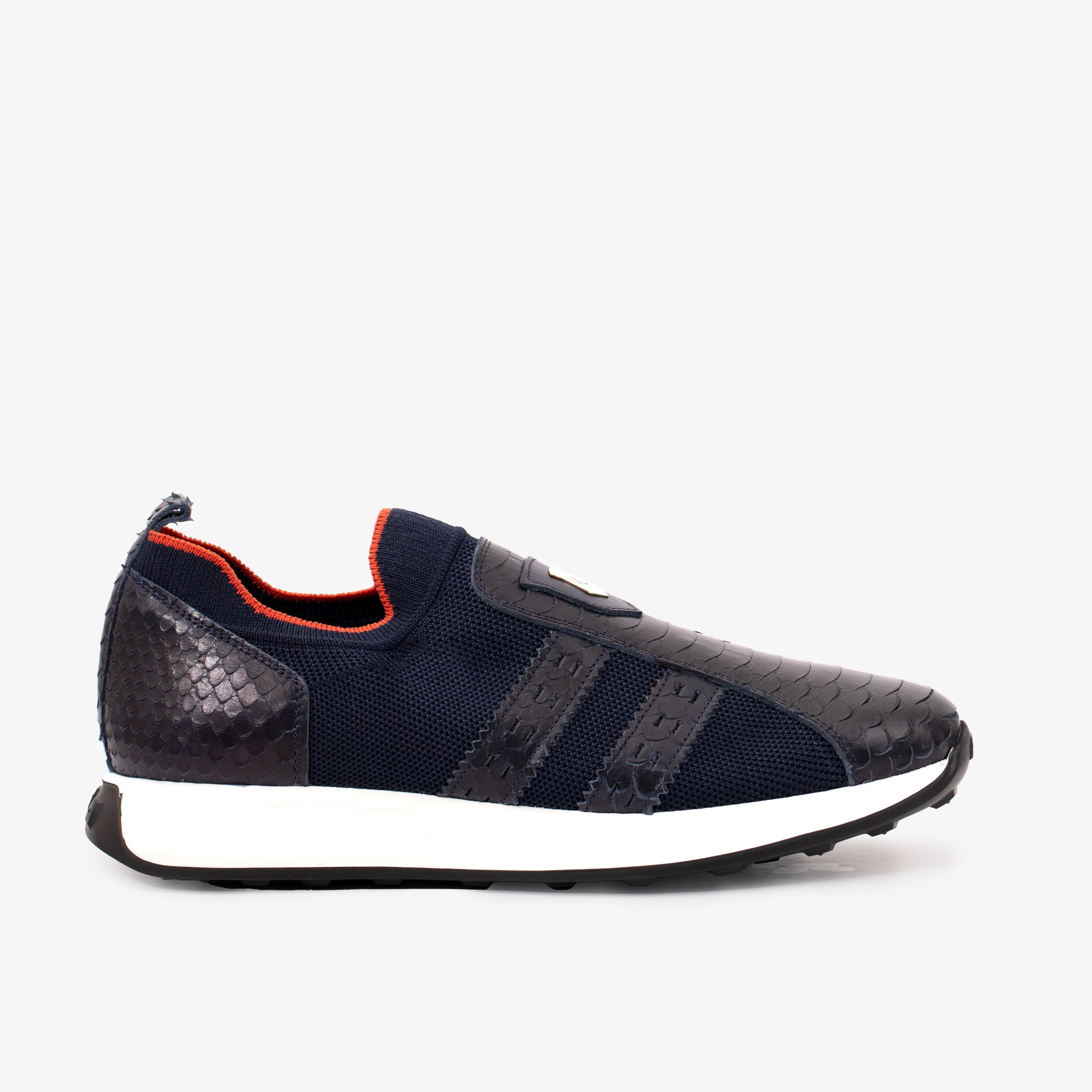 The Aslan Navy Knitted Leather Sneaker - Vinci Leather