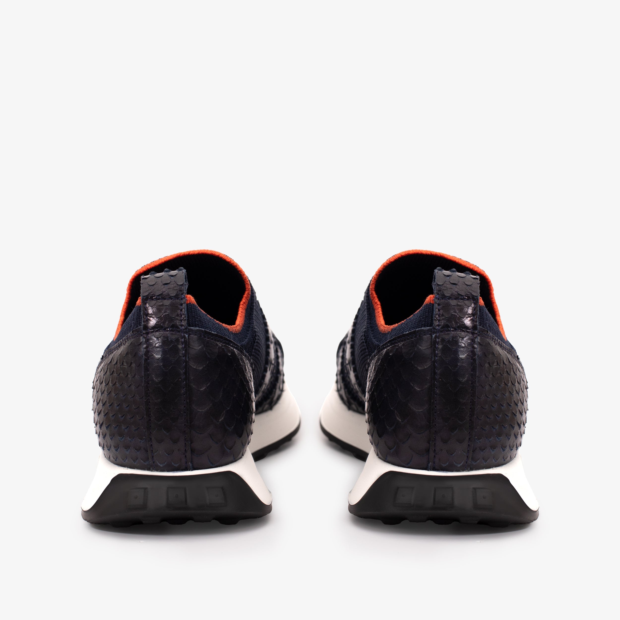 The Aslan Navy Knitted Leather Sneaker - Vinci Leather