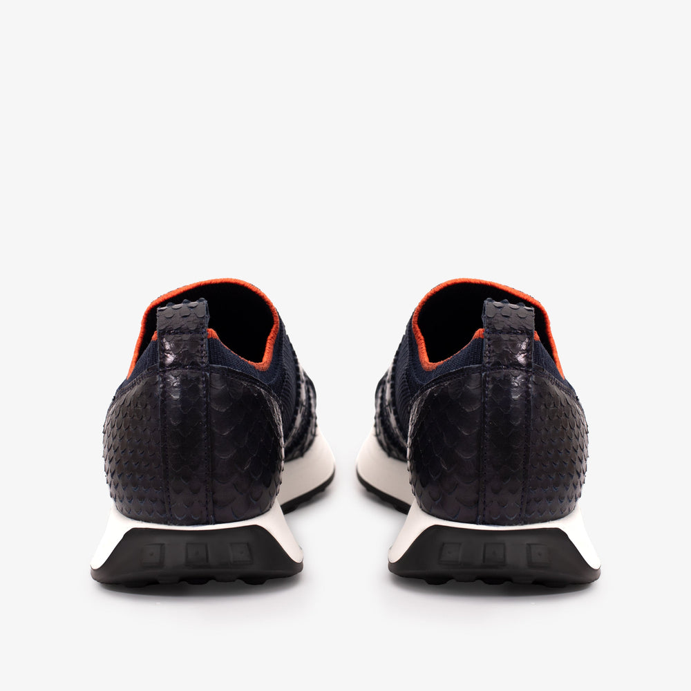 The Aslan Navy Knitted Leather Sneaker - Vinci Leather