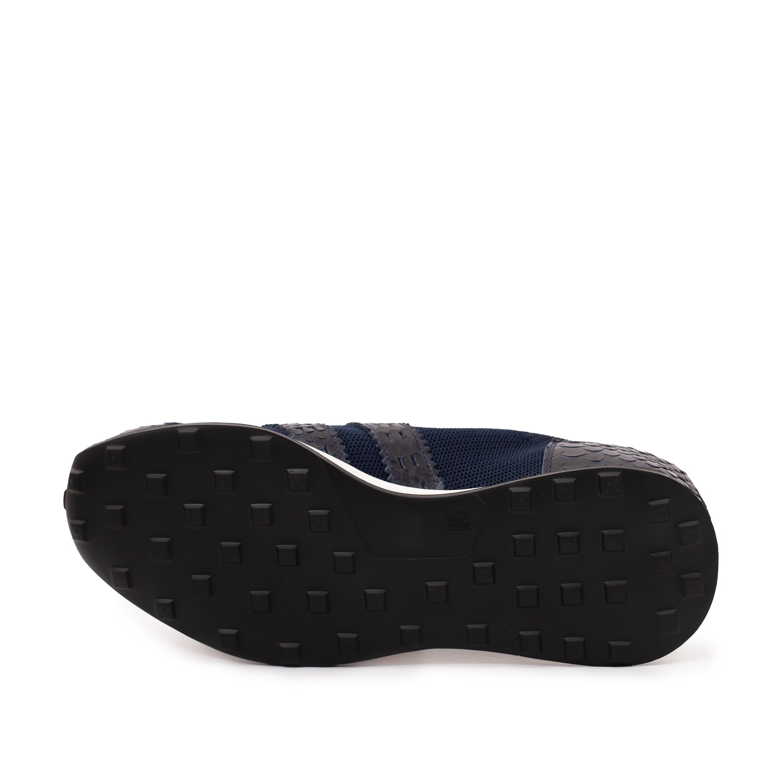 The Aslan Navy Knitted Leather Sneaker - Vinci Leather