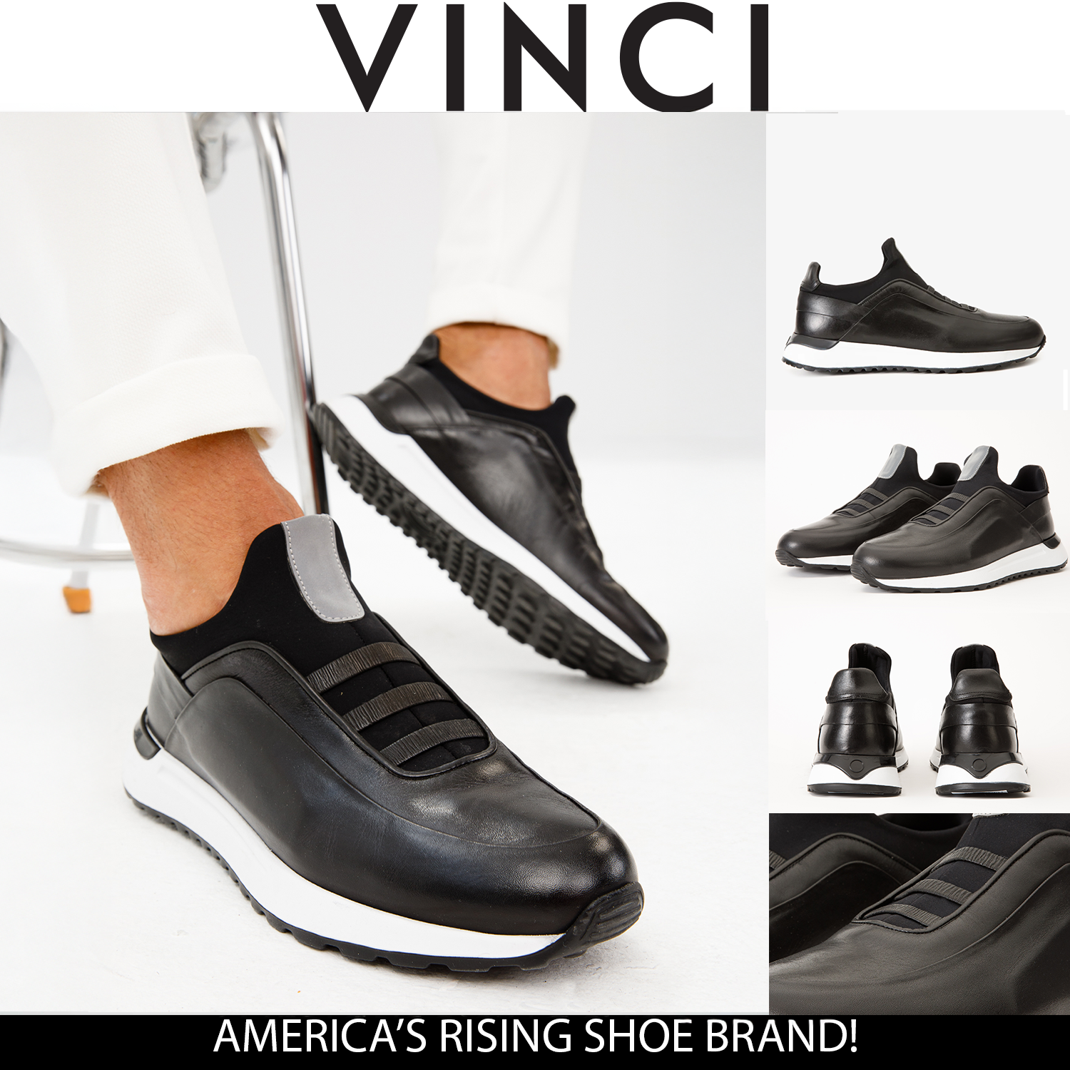 The Sonoma Black Leather Sneaker - Vinci Leather