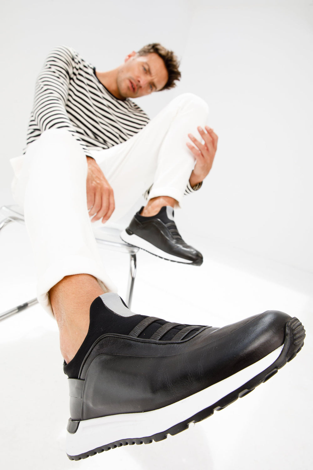 The Sonoma Black Leather Sneaker - Vinci Leather