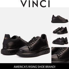 The Linq Black Leather Sneaker - Vinci Leather