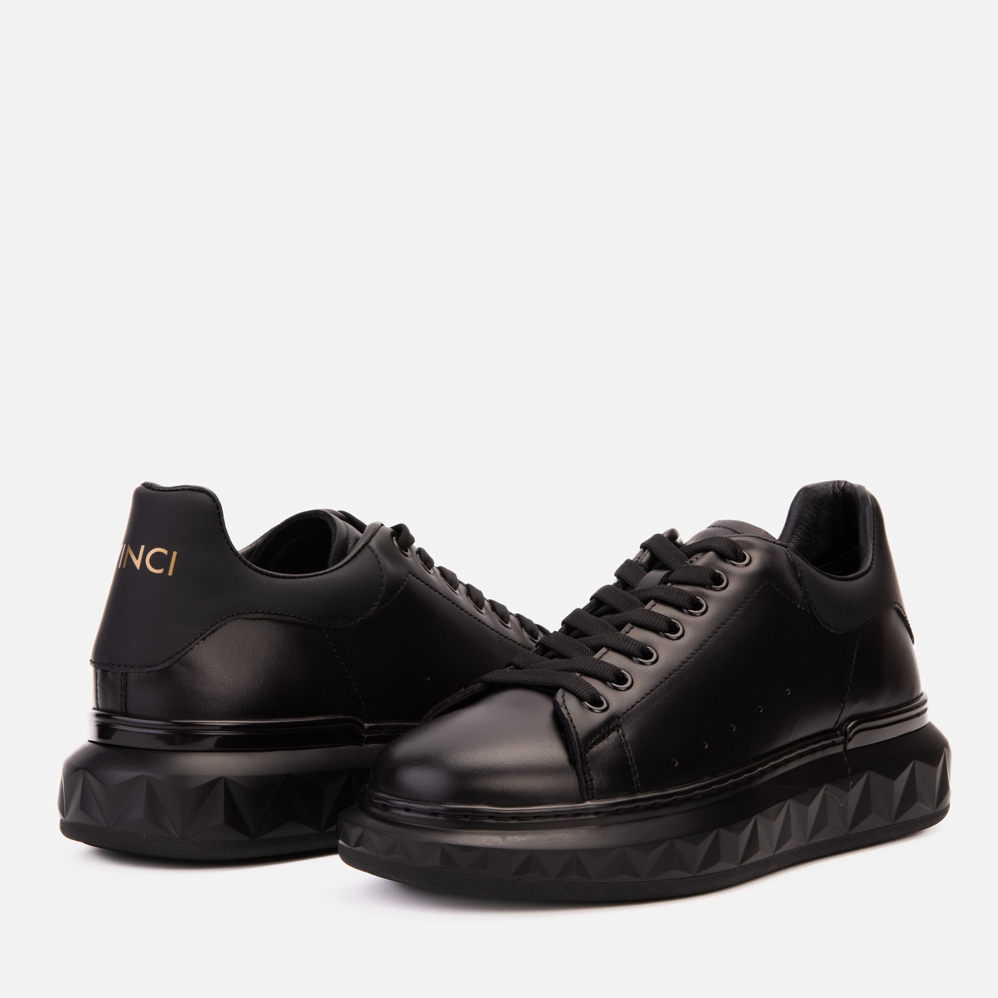 The Linq Black Leather Sneaker - Vinci Leather