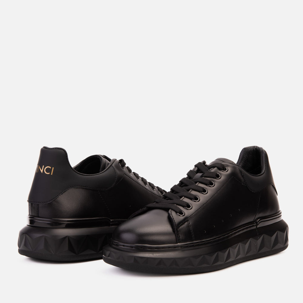 The Linq Black Leather Sneaker - Vinci Leather