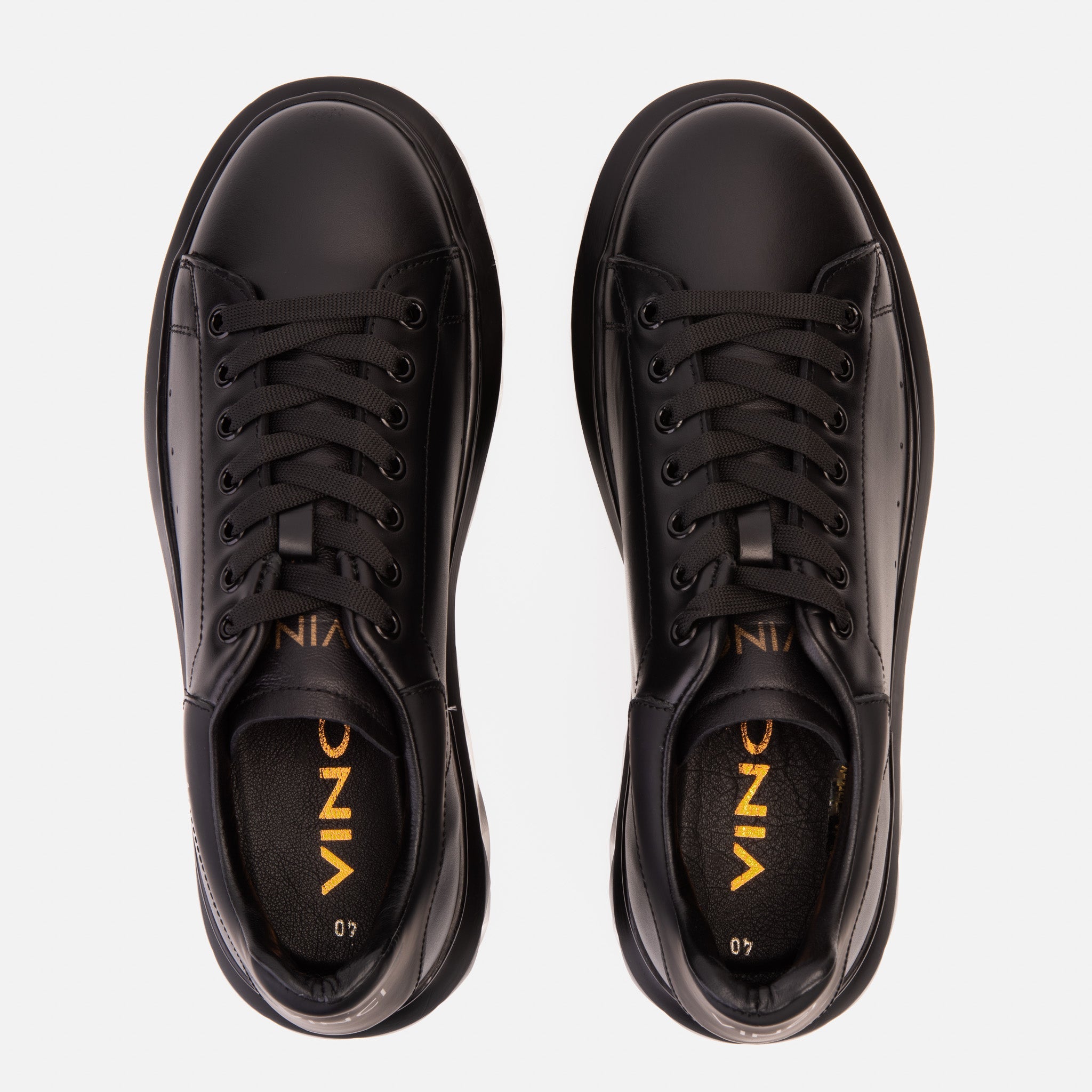 The Linq Black Leather Sneaker - Vinci Leather