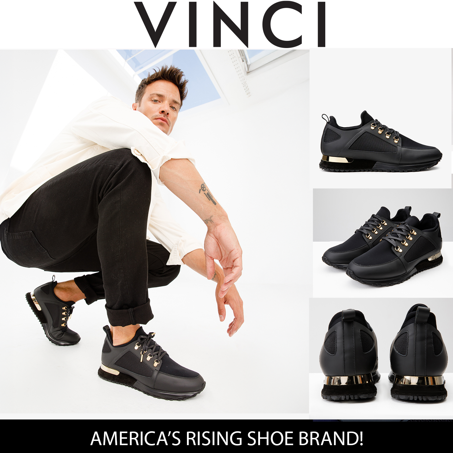 The Emir Black Leather Sneaker - Vinci Leather