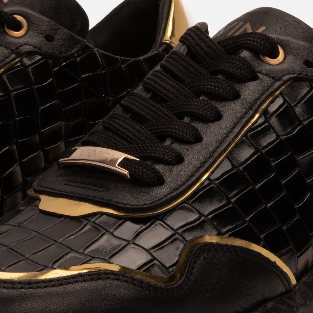 The Bellagio Black Gold Leather Sneaker - Vinci Leather