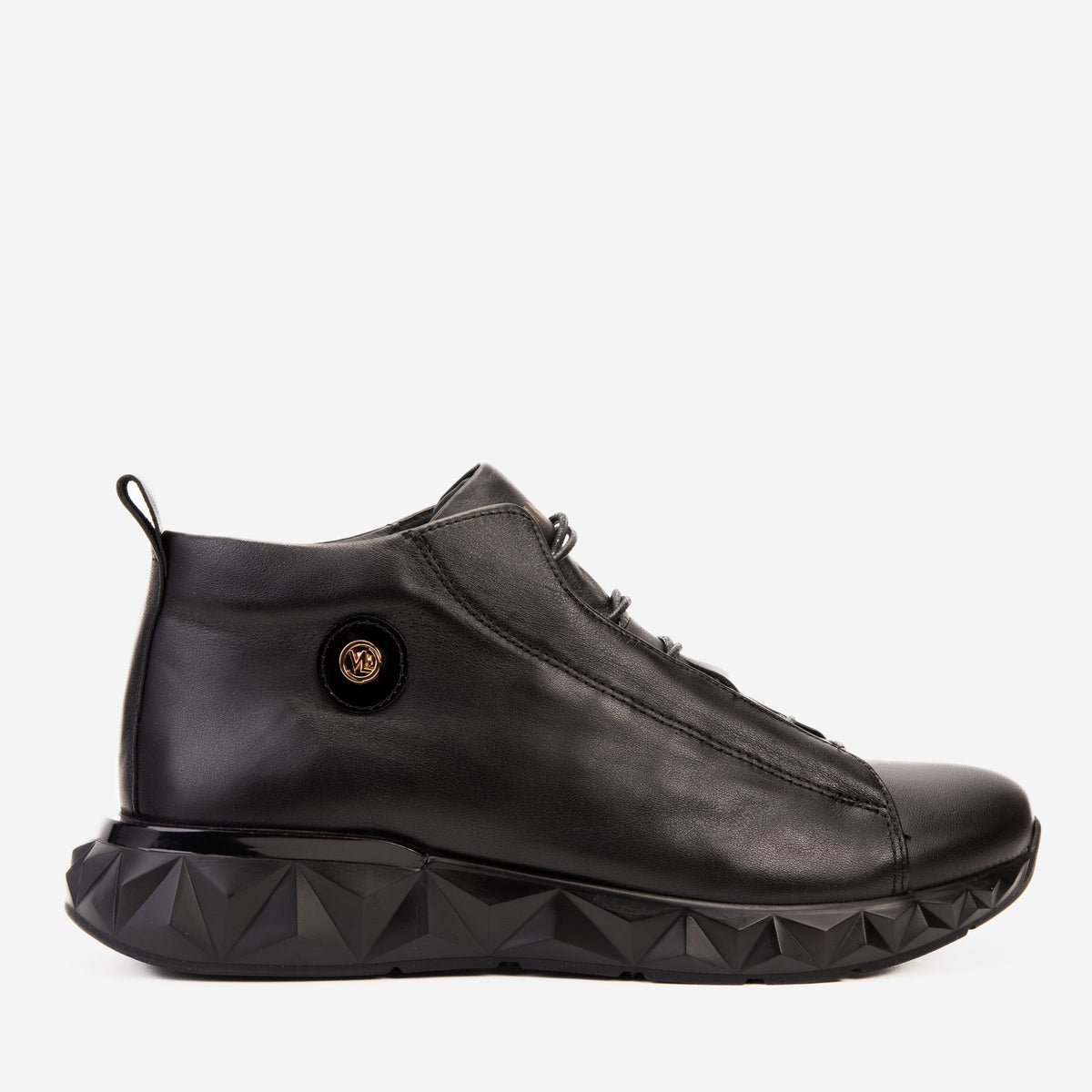 The Vertex Black Leather Men's Sneaker - Vinci Leather