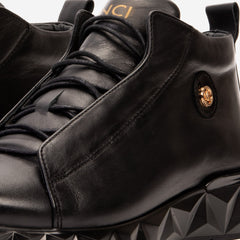The Vertex Black Leather Men's Sneaker - Vinci Leather