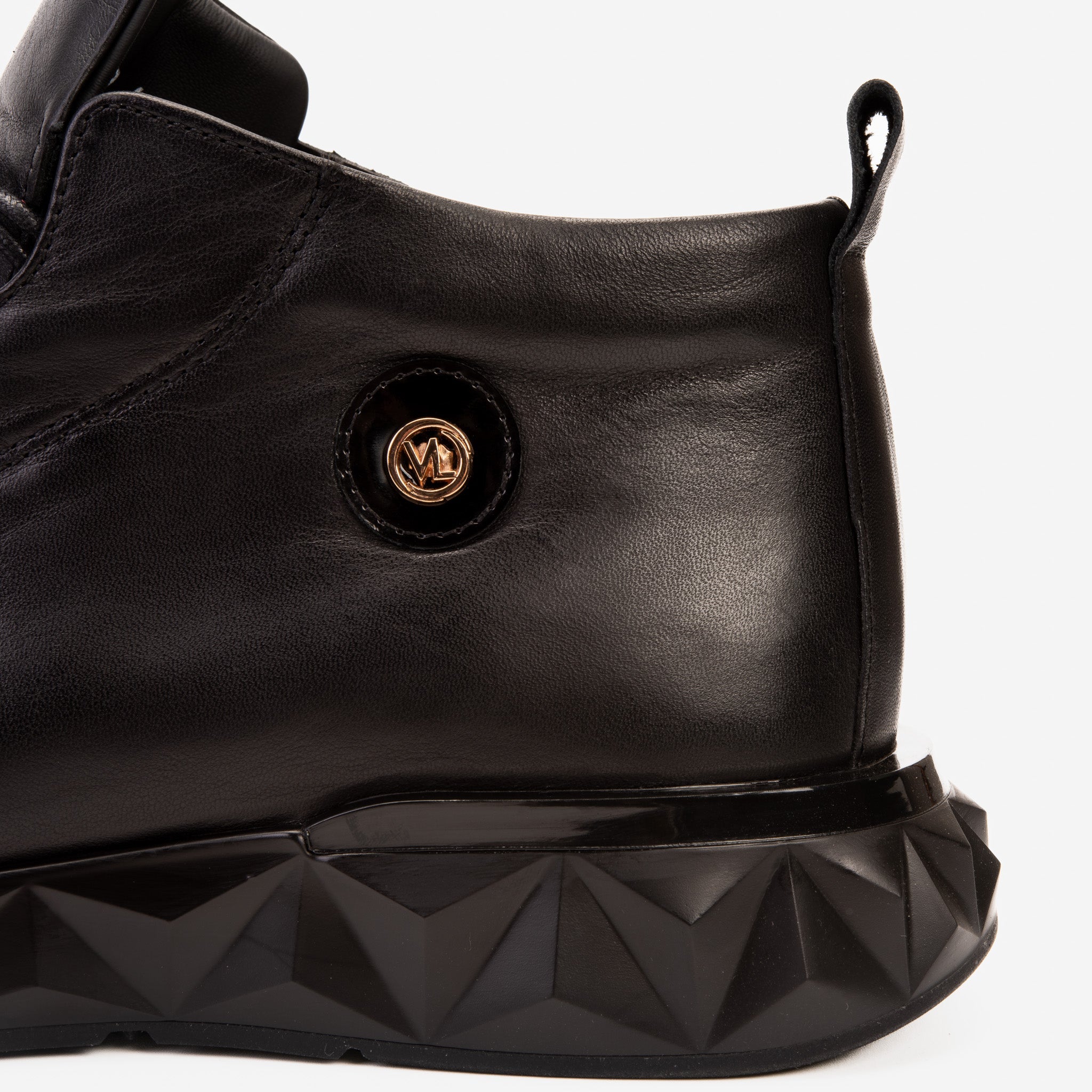 The Vertex Black Leather Men's Sneaker - Vinci Leather