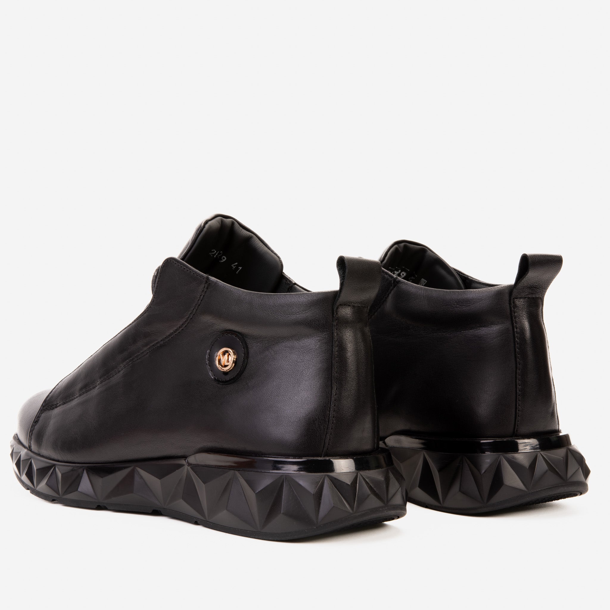 The Vertex Black Leather Men's Sneaker - Vinci Leather