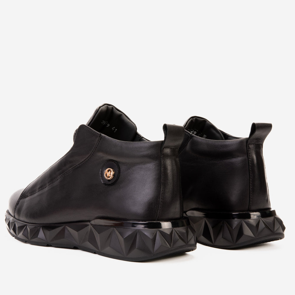 The Vertex Black Leather Men's Sneaker - Vinci Leather