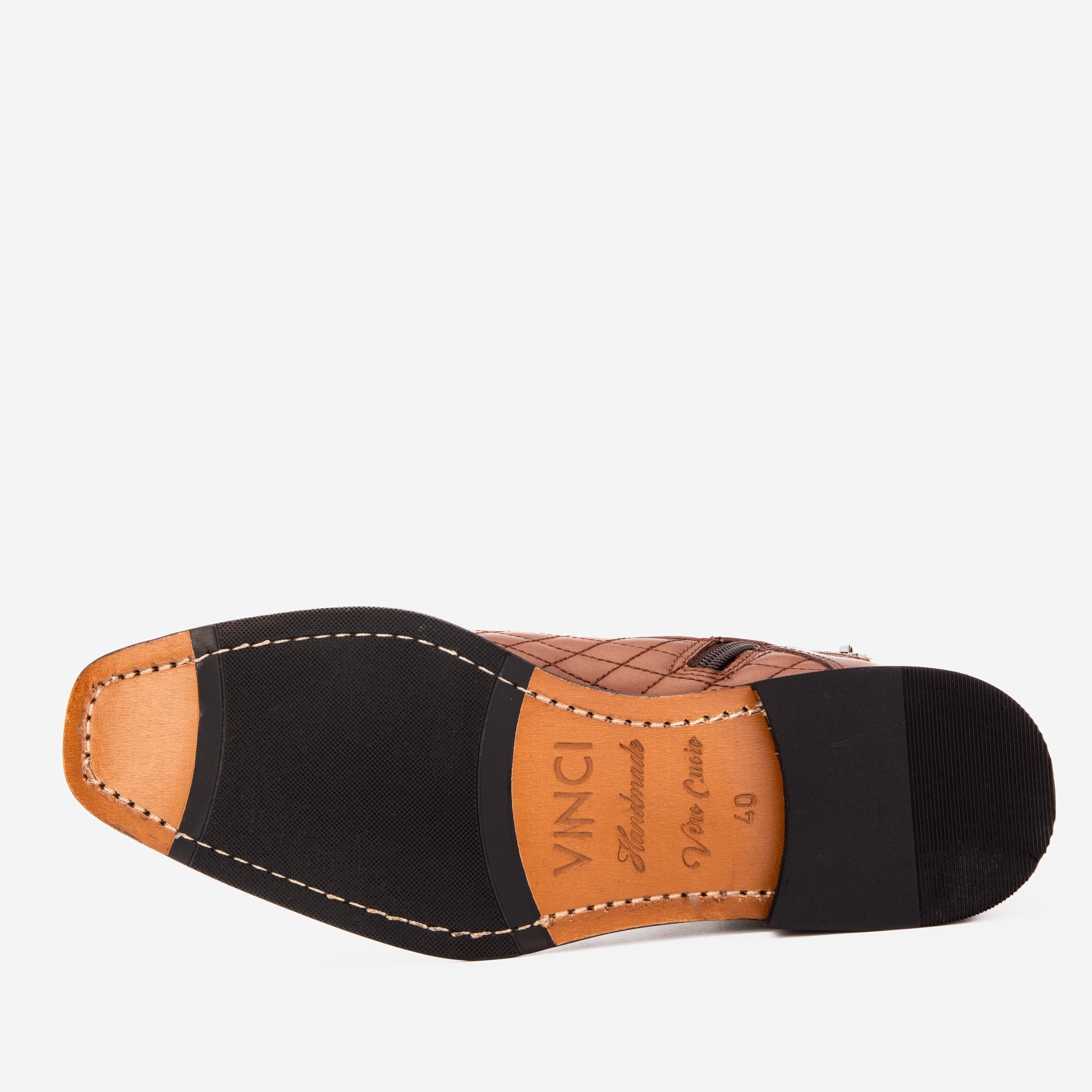 The Zeus Brown Leather Lace-Up Boot with a Zipper - Vinci Leather