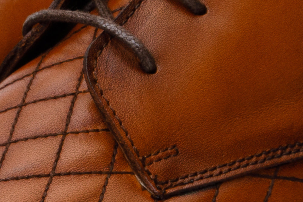 The Zeus Brown Leather Lace-Up Boot with a Zipper - Vinci Leather