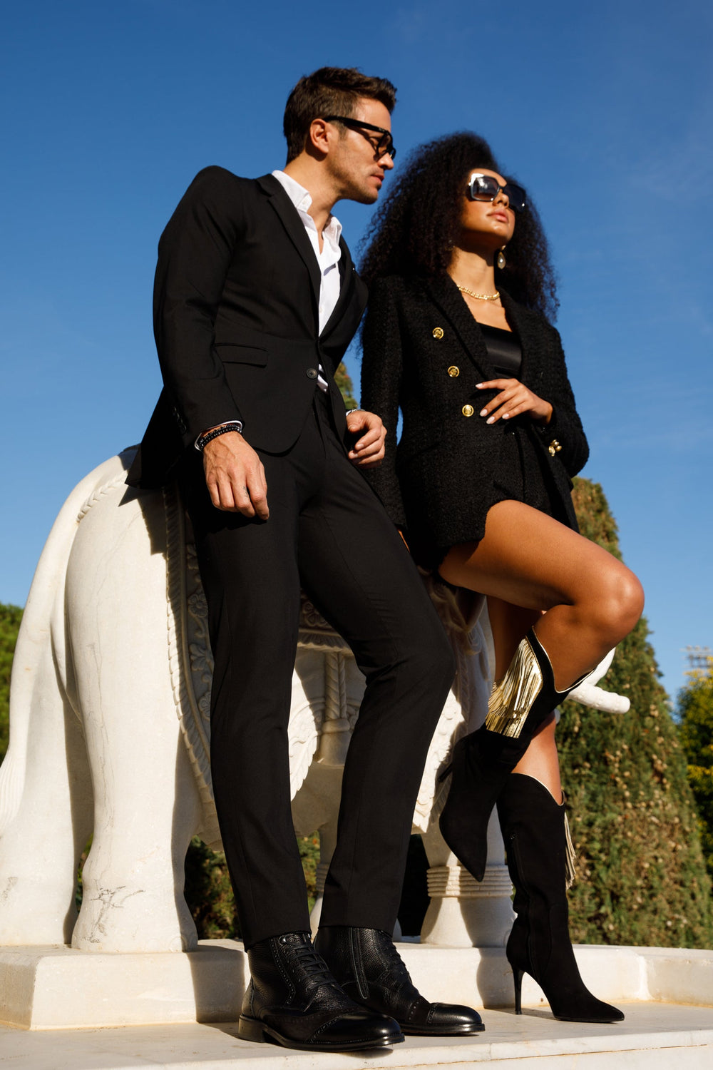 The Anderson Black Leather Suede Brogue Lace-Up  Boot with a Zipper - Vinci Leather