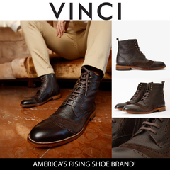 The Anderson Brown Leather Suede Brogue Lace-Up Boot with a Zipper - Vinci Leather