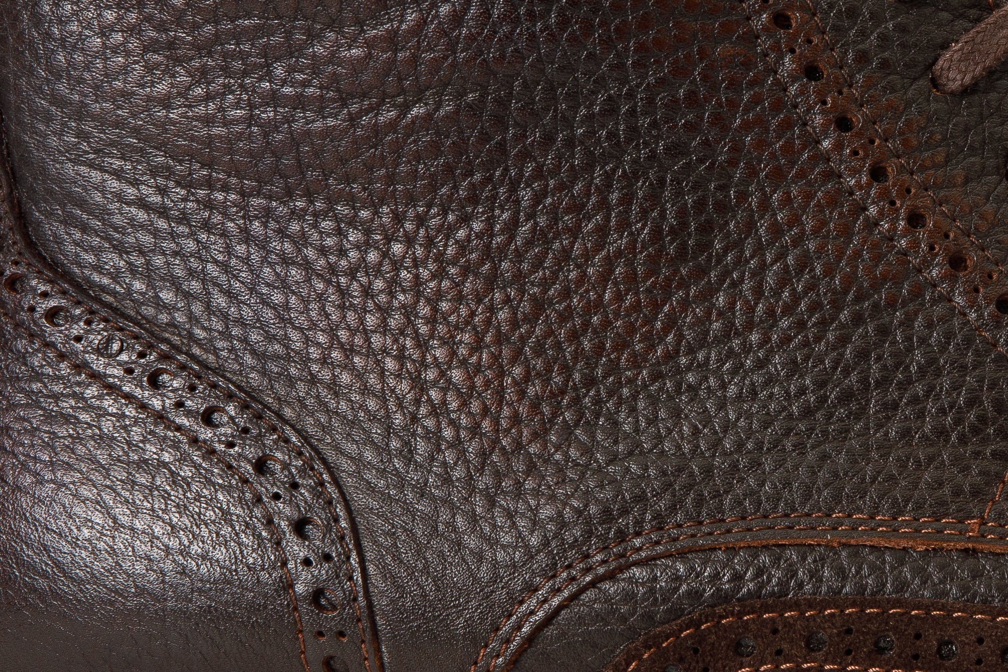 The Anderson Brown Leather Suede Brogue Lace-Up Boot with a Zipper - Vinci Leather