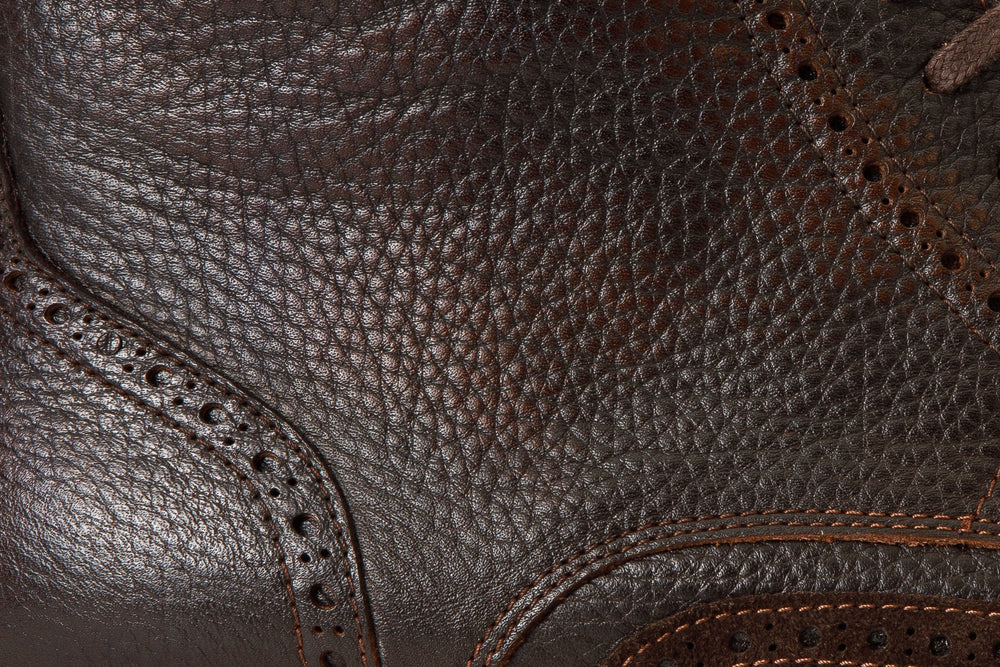 The Anderson Brown Leather Suede Brogue Lace-Up Boot with a Zipper - Vinci Leather
