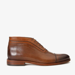 The Rome Tan Leather Oxford Cap-Toe Boot - Vinci Leather